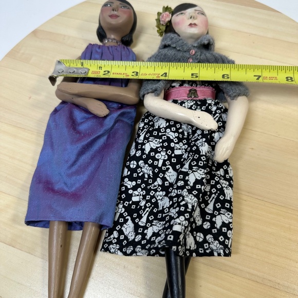 Du Buh Du Designs Art Doll Signed Christine Alvarado Handmade Artisan Set of 2 - Picture 13 of 13
